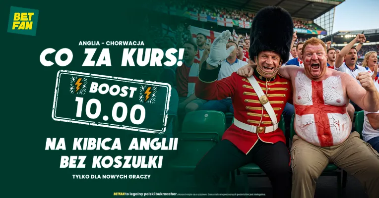 BETFAN: Kurs 10.00 na kibica Anglii bez koszulki podczas meczu Anglia – Chorwacja