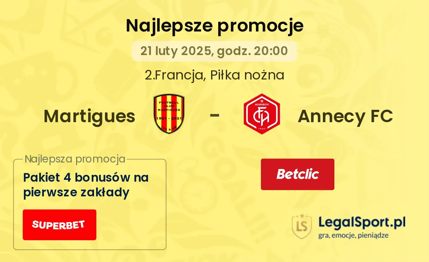 Martigues - Annecy FC promocje u bukmacherów