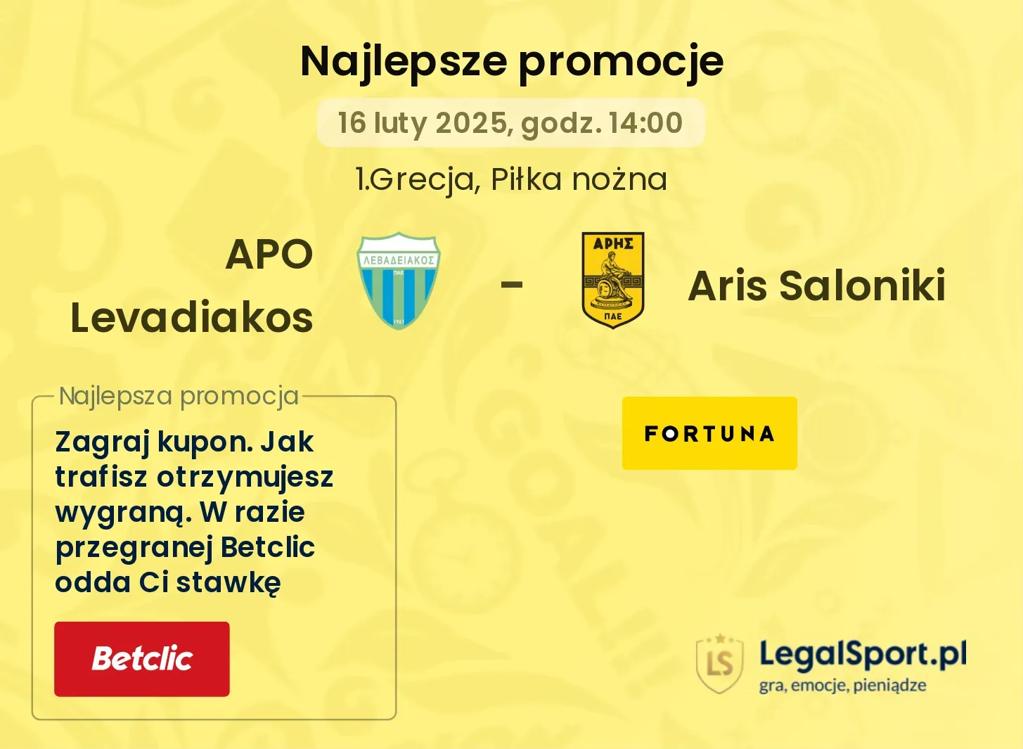 APO Levadiakos - Aris Saloniki promocje bukmacherskie