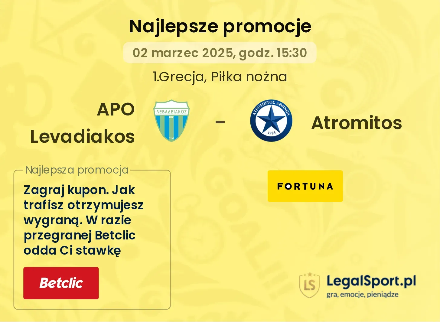 APO Levadiakos - Atromitos promocje u bukmacherów