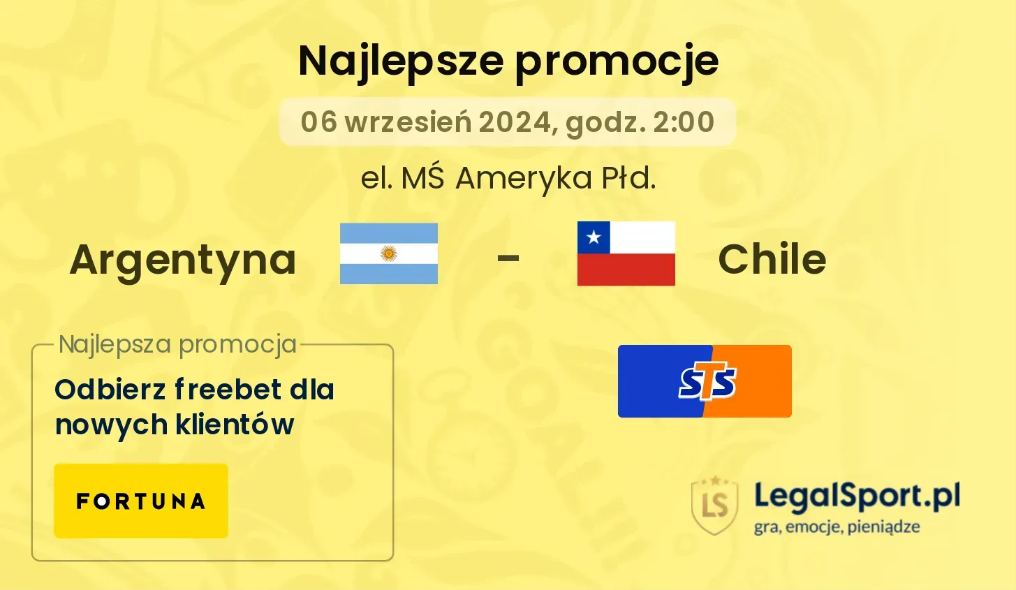 Argentyna - Chile promocje u bukmacherów 06.09, 02:00