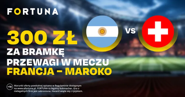 Promocja Fortuna: 300 zł za bramkę przewagi w meczu Argentyna – Szwajcaria