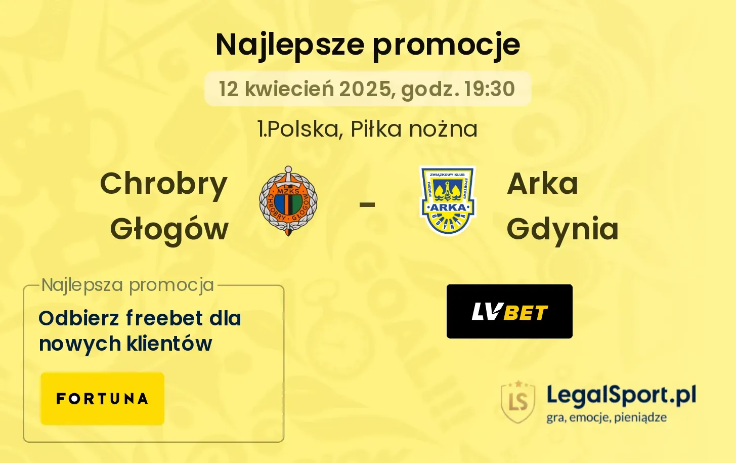 Chrobry Głogów - Arka Gdynia promocje u bukmacherów