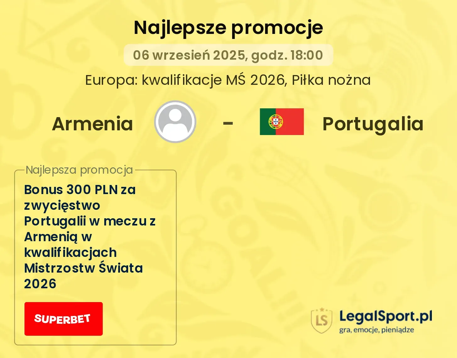 Armenia - Portugalia promocje u bukmacherów