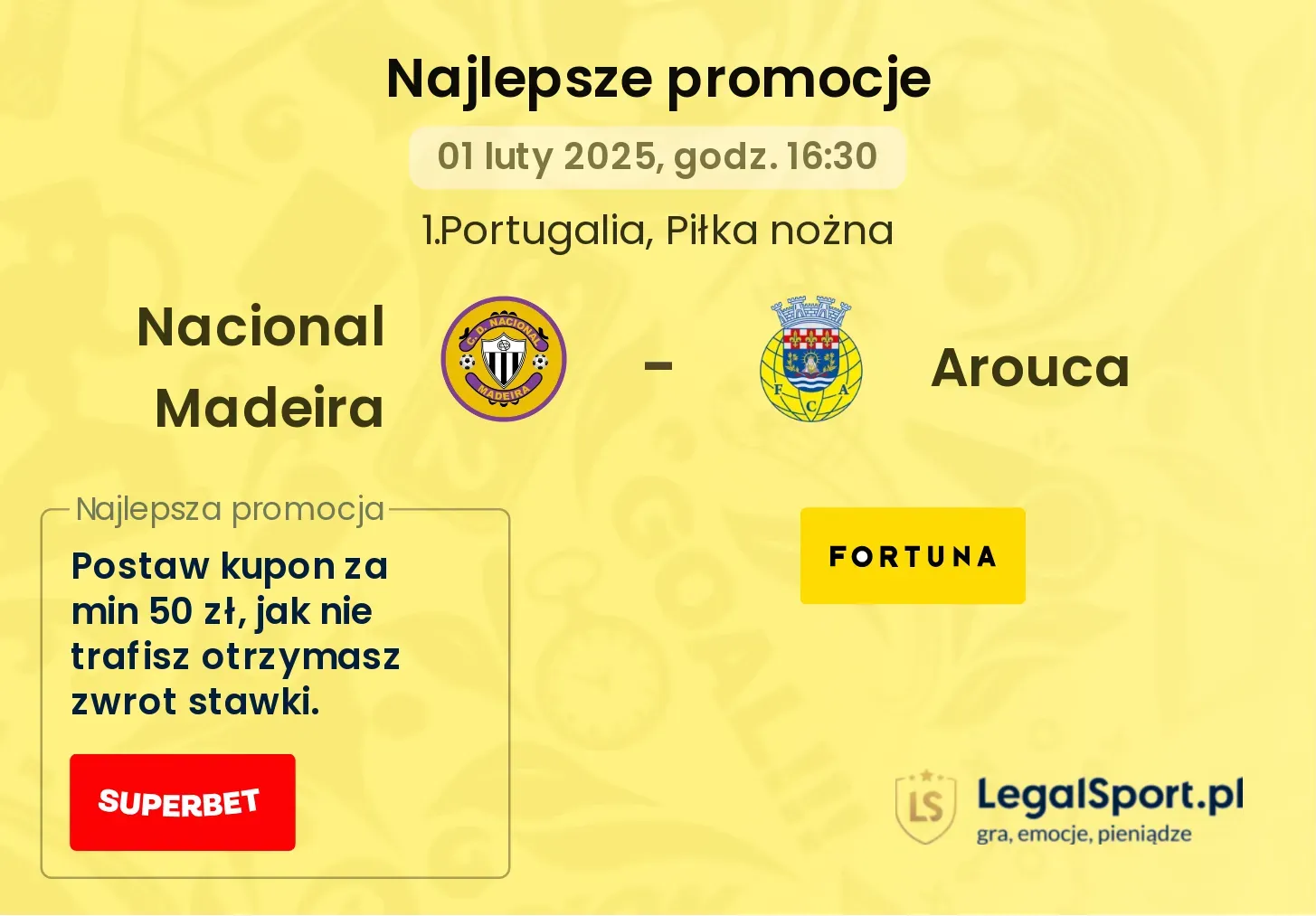 Nacional Madeira - Arouca promocje u bukmacherów