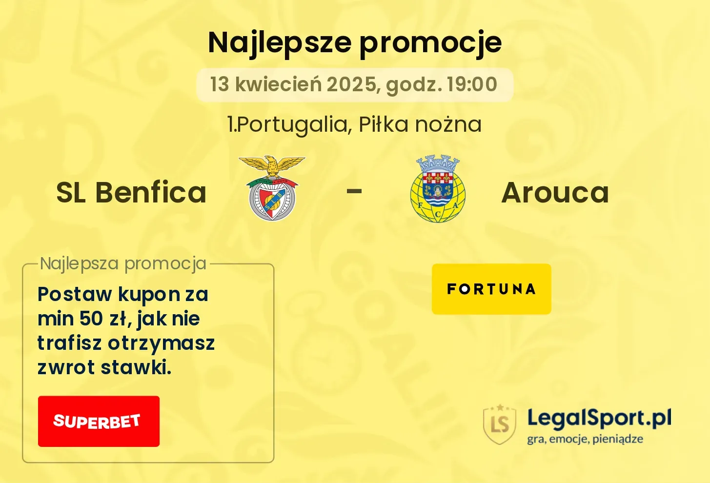 SL Benfica - Arouca promocje u bukmacherów