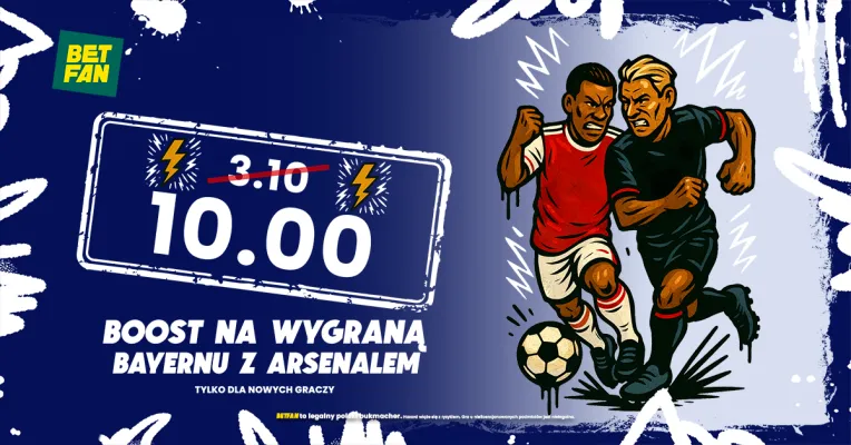 Kurs 10.0 na wygraną Bayernu z Arsenalem od BETFAN