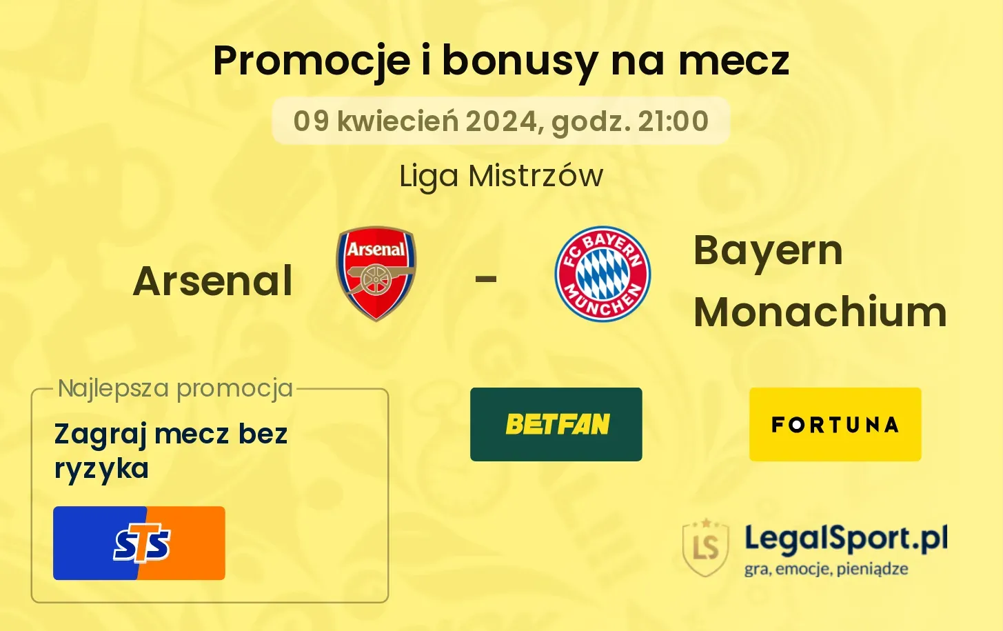Arsenal - Bayern Monachium promocje bonusy na mecz