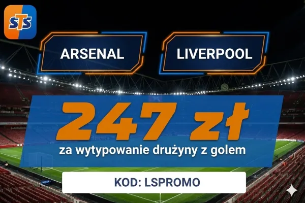 STS: 247 zł za wytypowanie drużyny z golem w meczu Arsenal - Liverpool