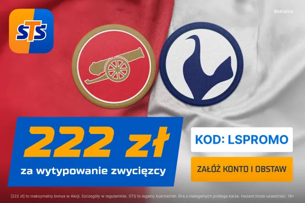 STS: 222 zł za wytypowanie zwycięzcy meczu Arsenal - Tottenham