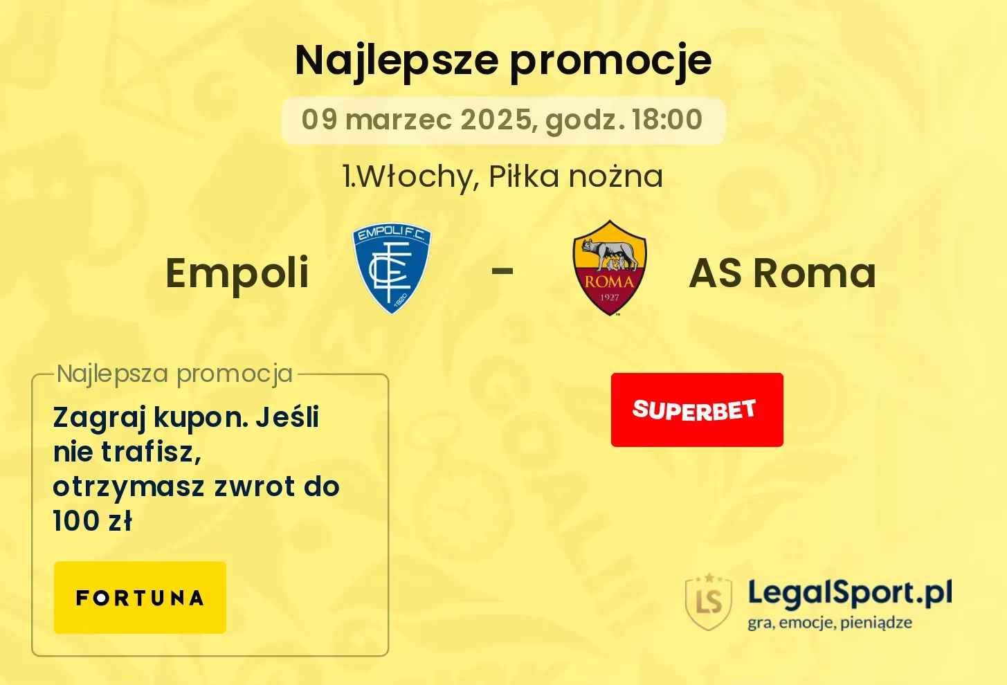 Empoli - AS Roma promocje bukmacherskie