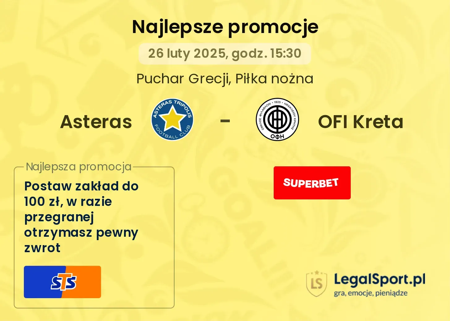 Asteras - OFI Kreta promocje bukmacherskie