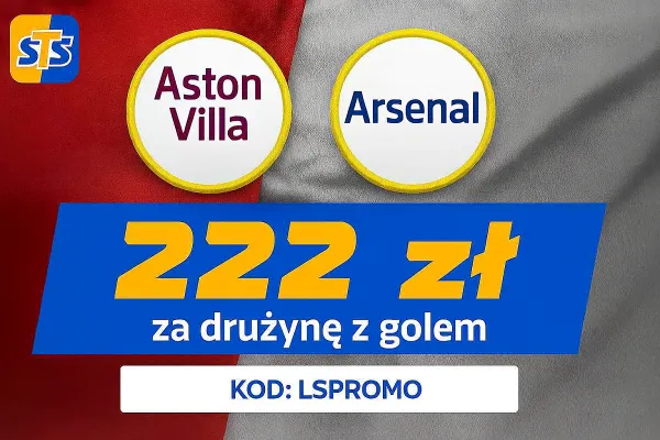 STS: 222 zł za wytypowanie drużyny z golem w meczu Aston Villa - Arsenal