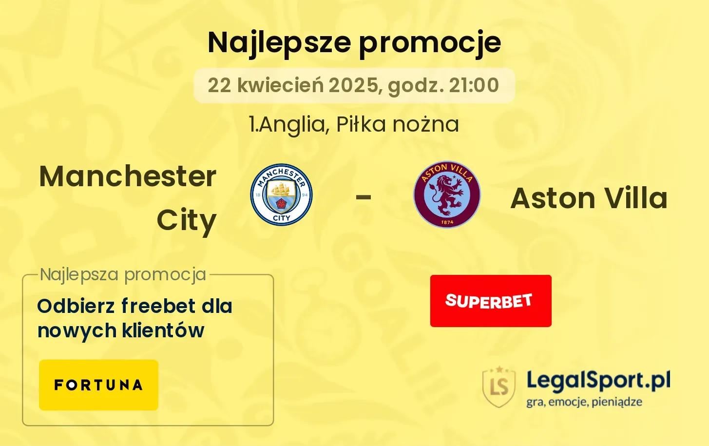 Manchester City - Aston Villa promocje u bukmacherów