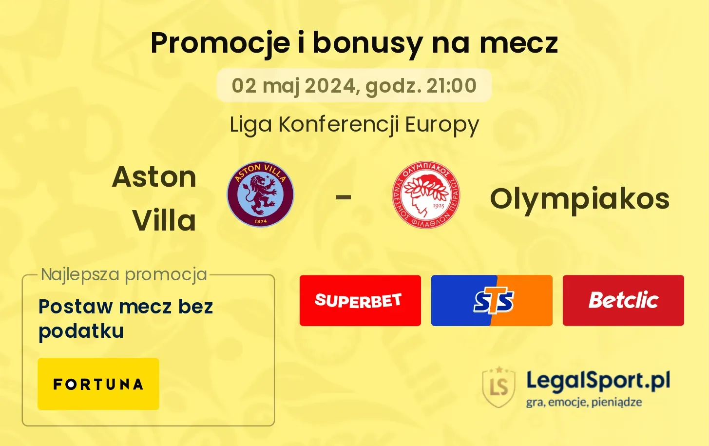 Aston Villa - Olympiakos promocje bonusy na mecz