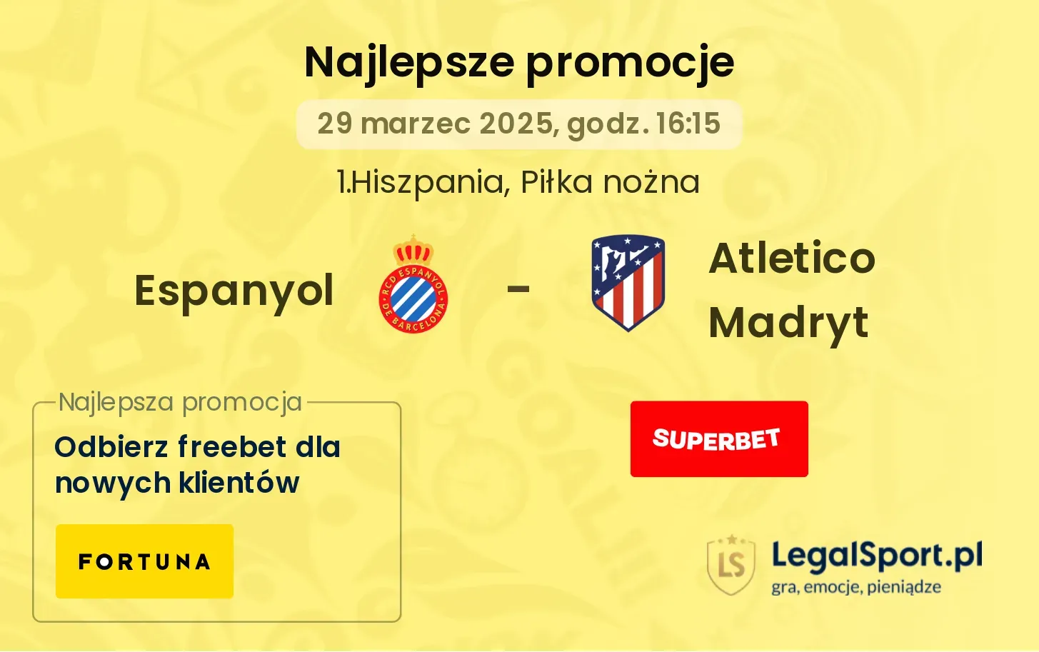 Espanyol - Atletico Madryt promocje u bukmacherów