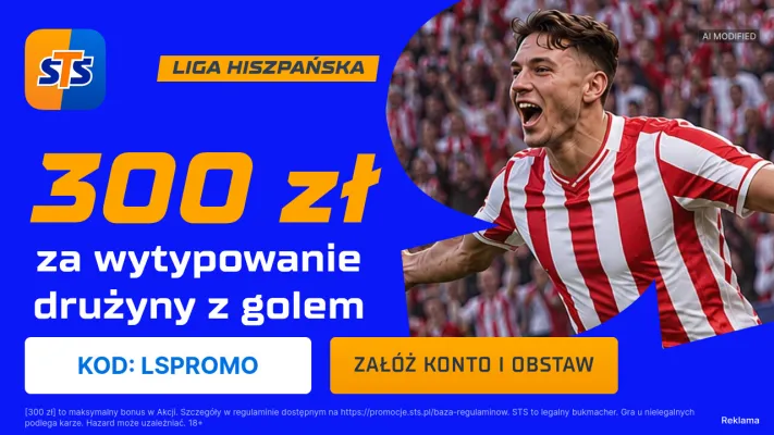Promocja STS: 300 zł za wytypowanie drużyny z golem w meczu Atletico Madryt - Real Madryt