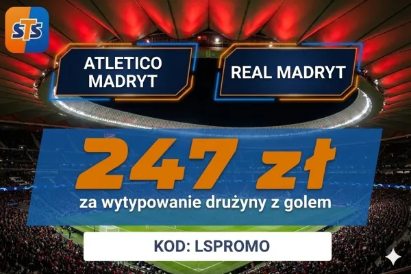 STS: 247 zł za wytypowanie drużyny z golem w meczu Atletico Madryt - Real Madryt