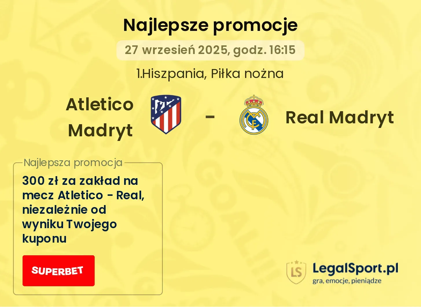 Atletico Madryt - Real Madryt promocje u bukmacherów