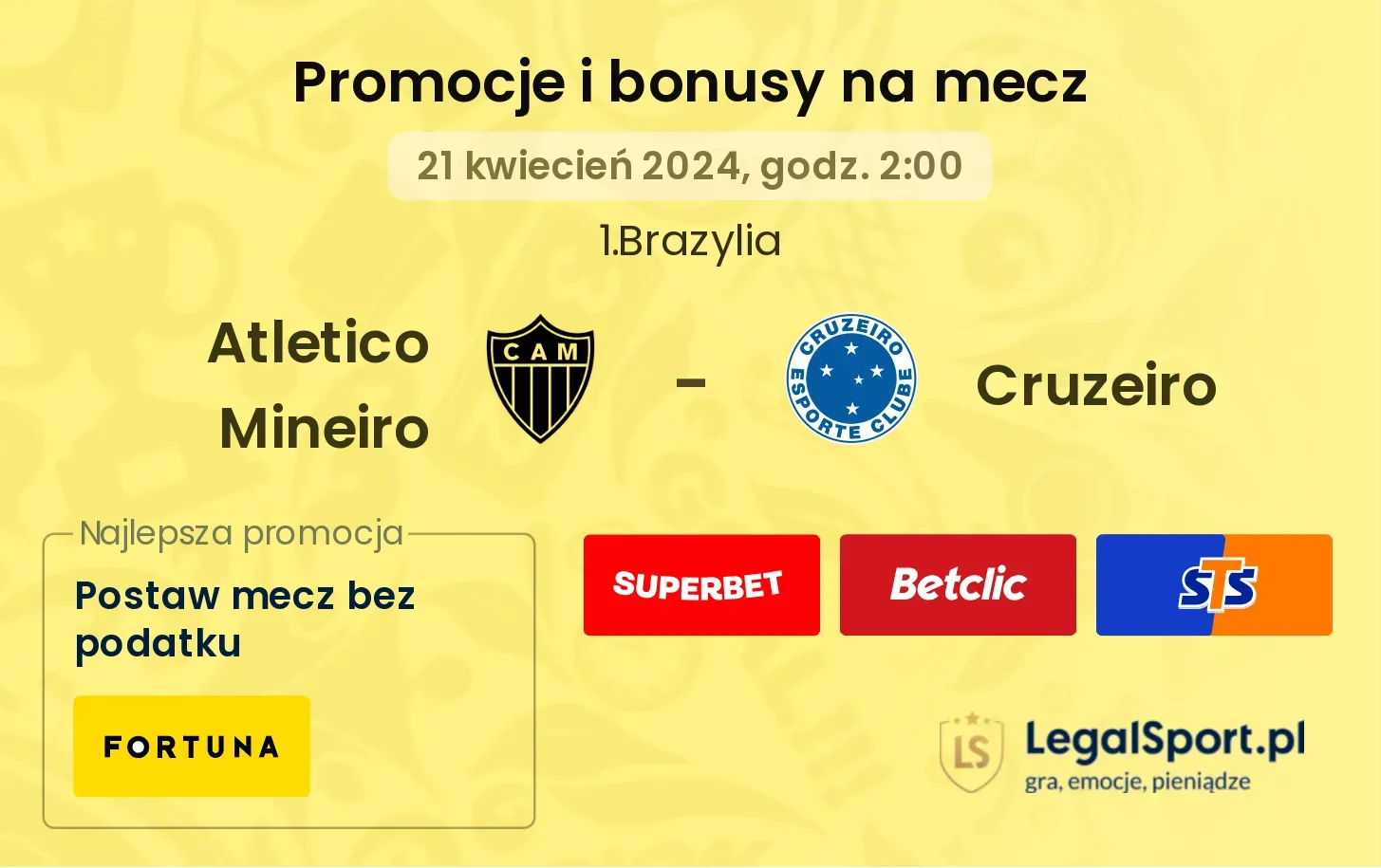 Atletico Mineiro - Cruzeiro promocje bonusy na mecz