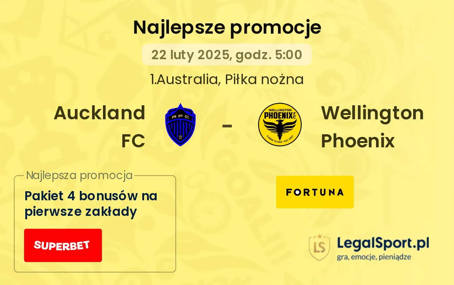 Auckland FC - Wellington Phoenix promocje u bukmacherów