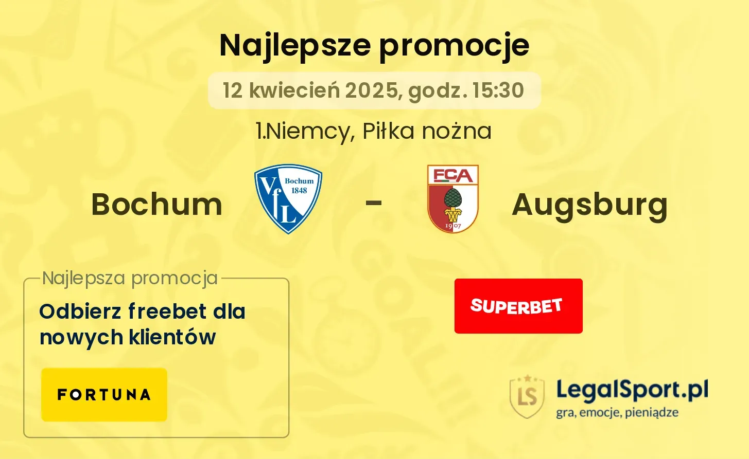 Bochum - Augsburg promocje u bukmacherów