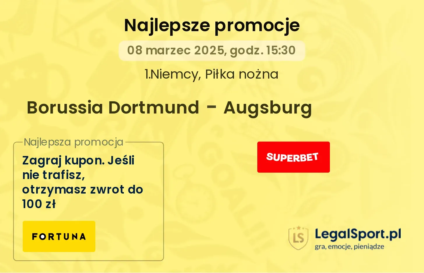 Borussia Dortmund - Augsburg promocje u bukmacherów