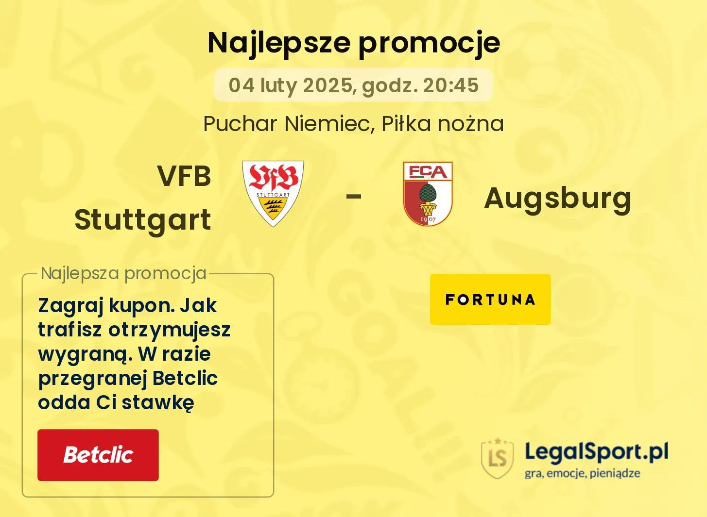VFB Stuttgart - Augsburg promocje u bukmacherów