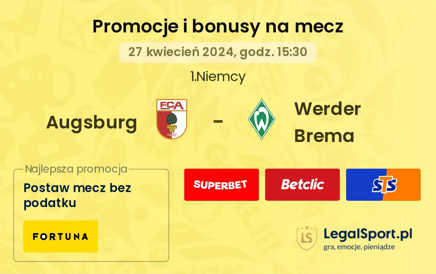Augsburg - Werder Brema promocje bonusy na mecz