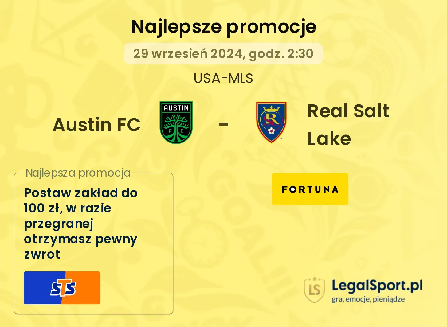 Austin FC - Real Salt Lake promocje u bukmacherów 29.09, 02:30