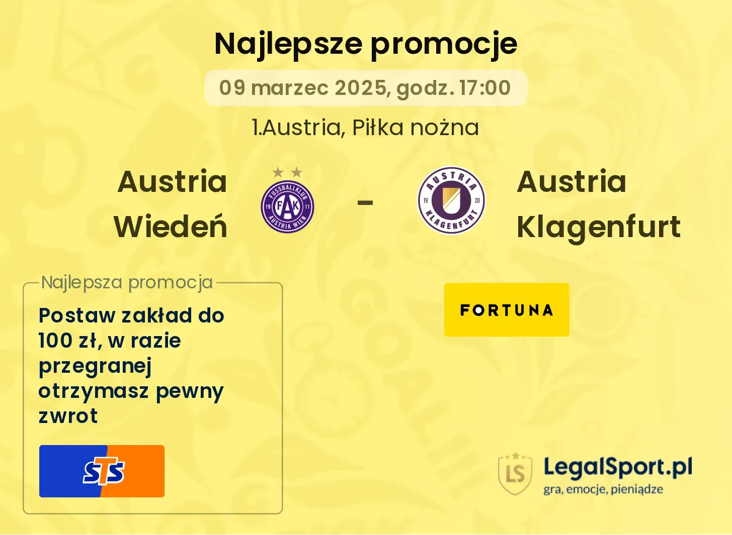 Austria Wiedeń - Austria Klagenfurt promocje u bukmacherów