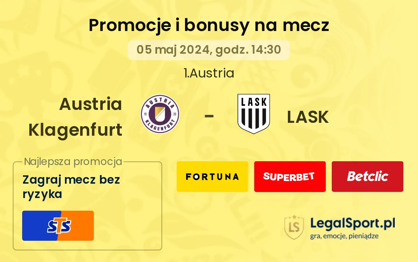 Austria Klagenfurt - LASK promocje bonusy na mecz