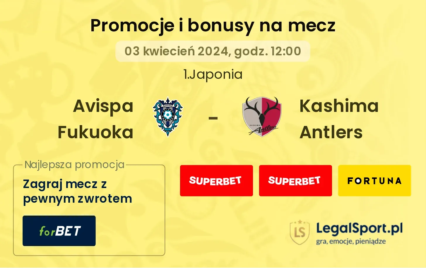 Avispa Fukuoka - Kashima Antlers promocje bonusy na mecz