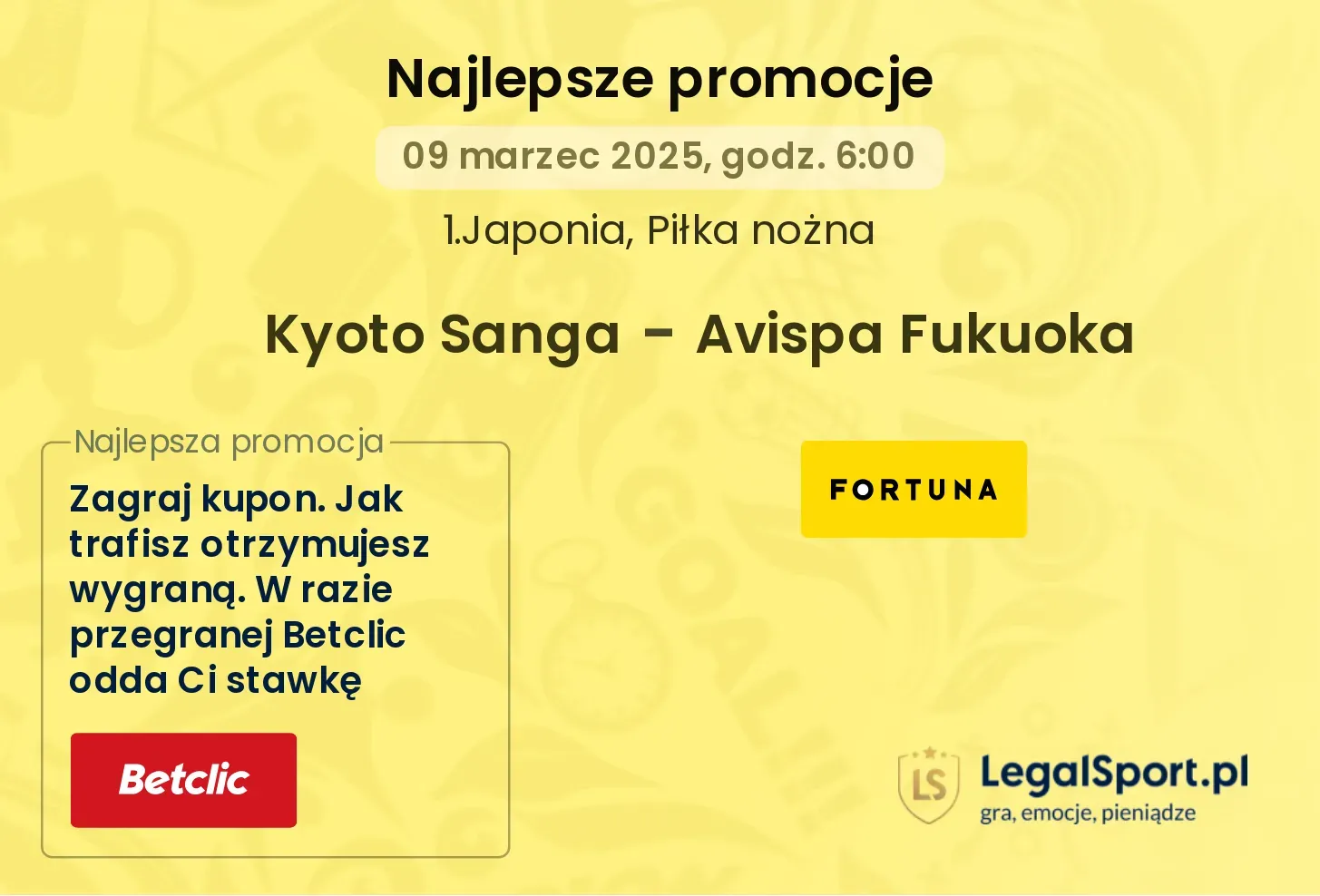 Kyoto Sanga - Avispa Fukuoka promocje u bukmacherów