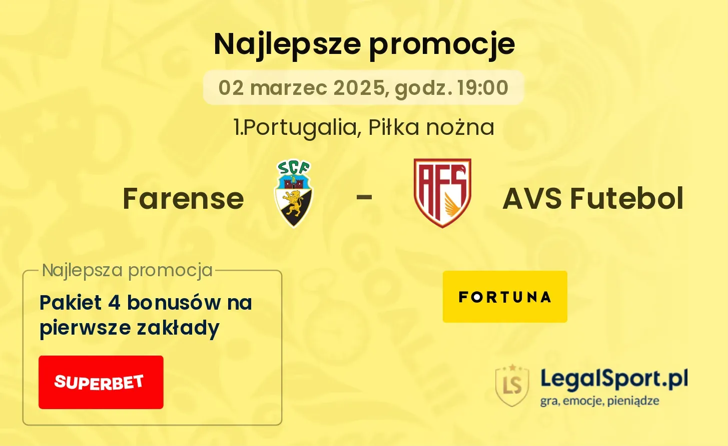 Farense - AVS Futebol promocje u bukmacherów