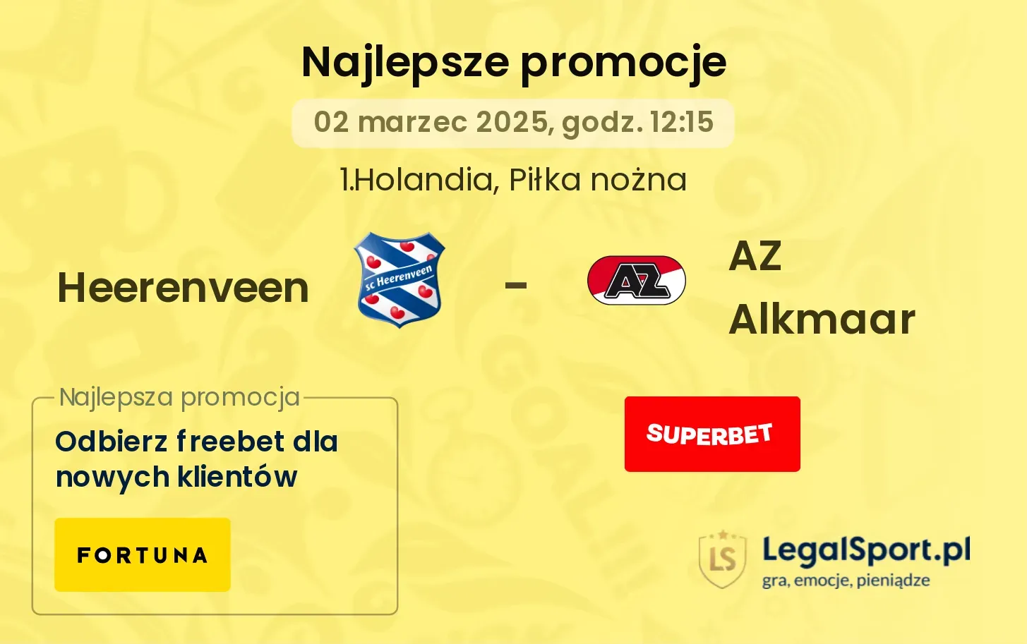 Heerenveen - AZ Alkmaar promocje u bukmacherów