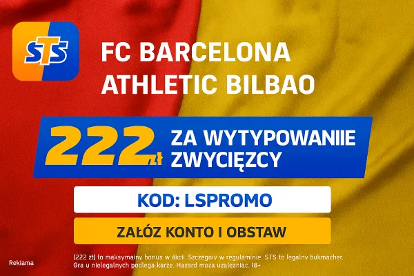 STS: 222 zł za wytypowanie zwycięzcy meczu Barcelony z Athletic Bilbao