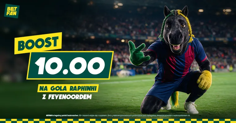 BETFAN: 176 zł za gola Raphinhi w meczu FC Barcelona - Feyenoord