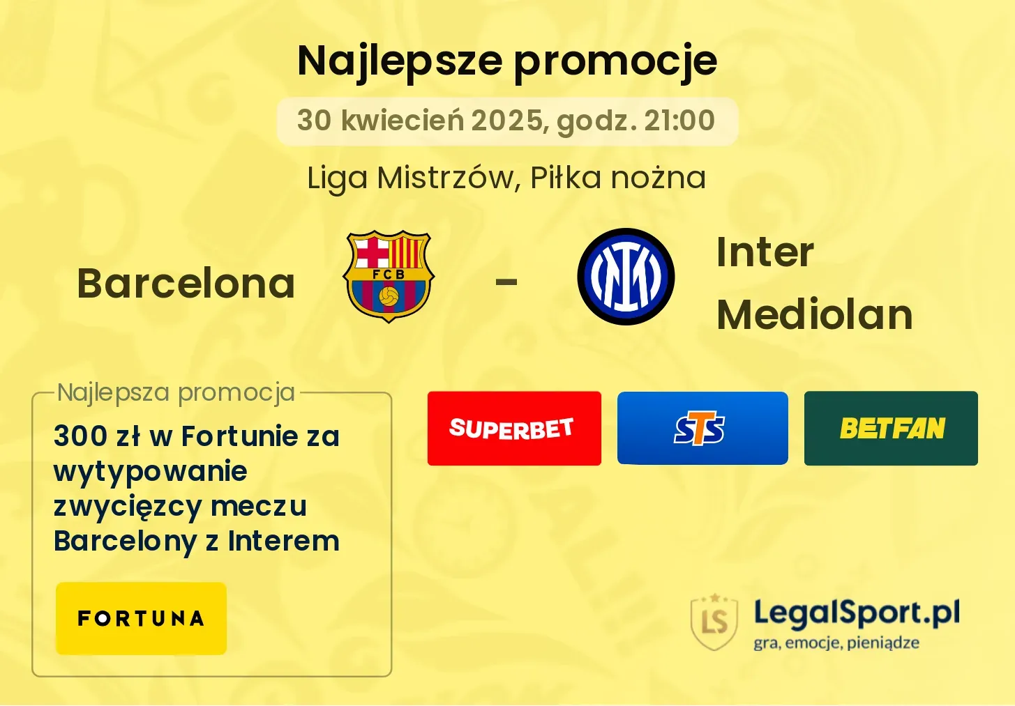 Barcelona - Inter Mediolan promocje bukmacherskie