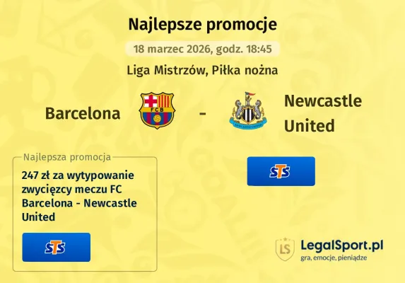 STS: 500 zł za poprawny Bet Builder na mecz Barcelona - Newcastle