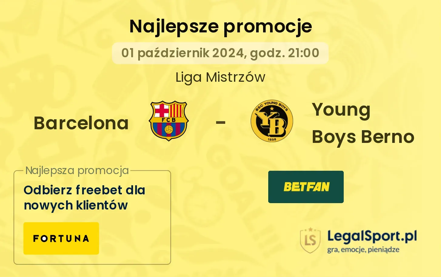 Barcelona - Young Boys Berno promocje bukmacherskie 01.10, 21:00