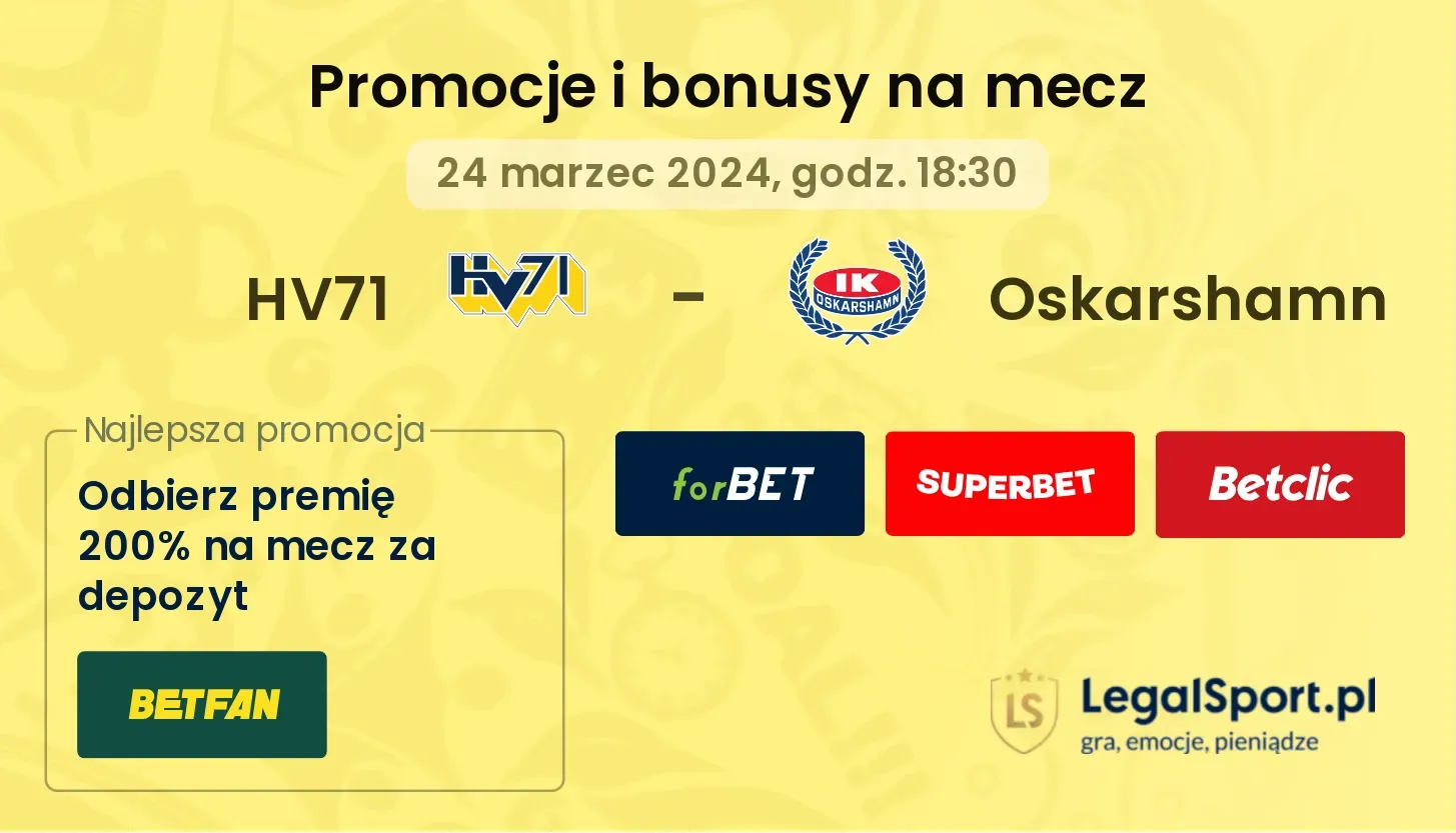 HV71 - Oskarshamn promocje bonusy na mecz
