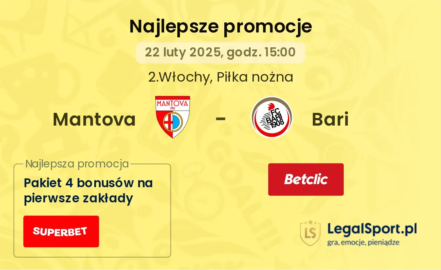 Mantova - Bari promocje u bukmacherów