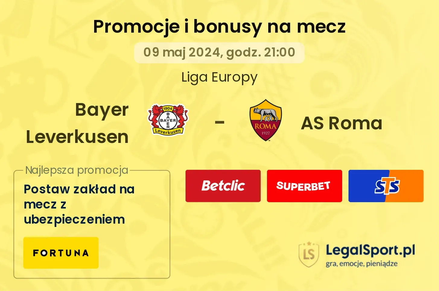 Bayer Leverkusen - AS Roma bonusy i promocje (09.05, 21:00)