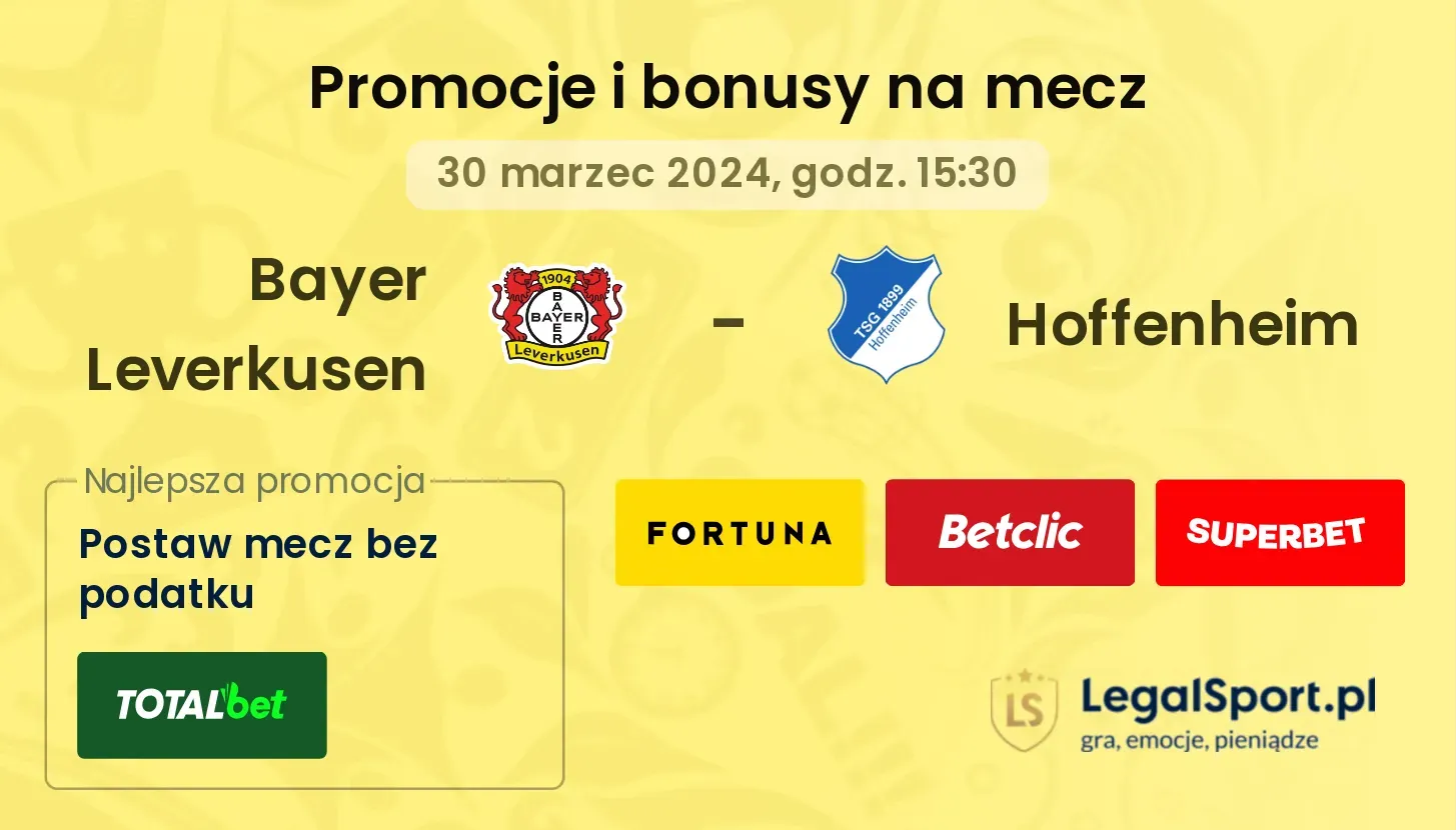 Bayer Leverkusen - Hoffenheim promocje i bonusy (30.03, 15:30)