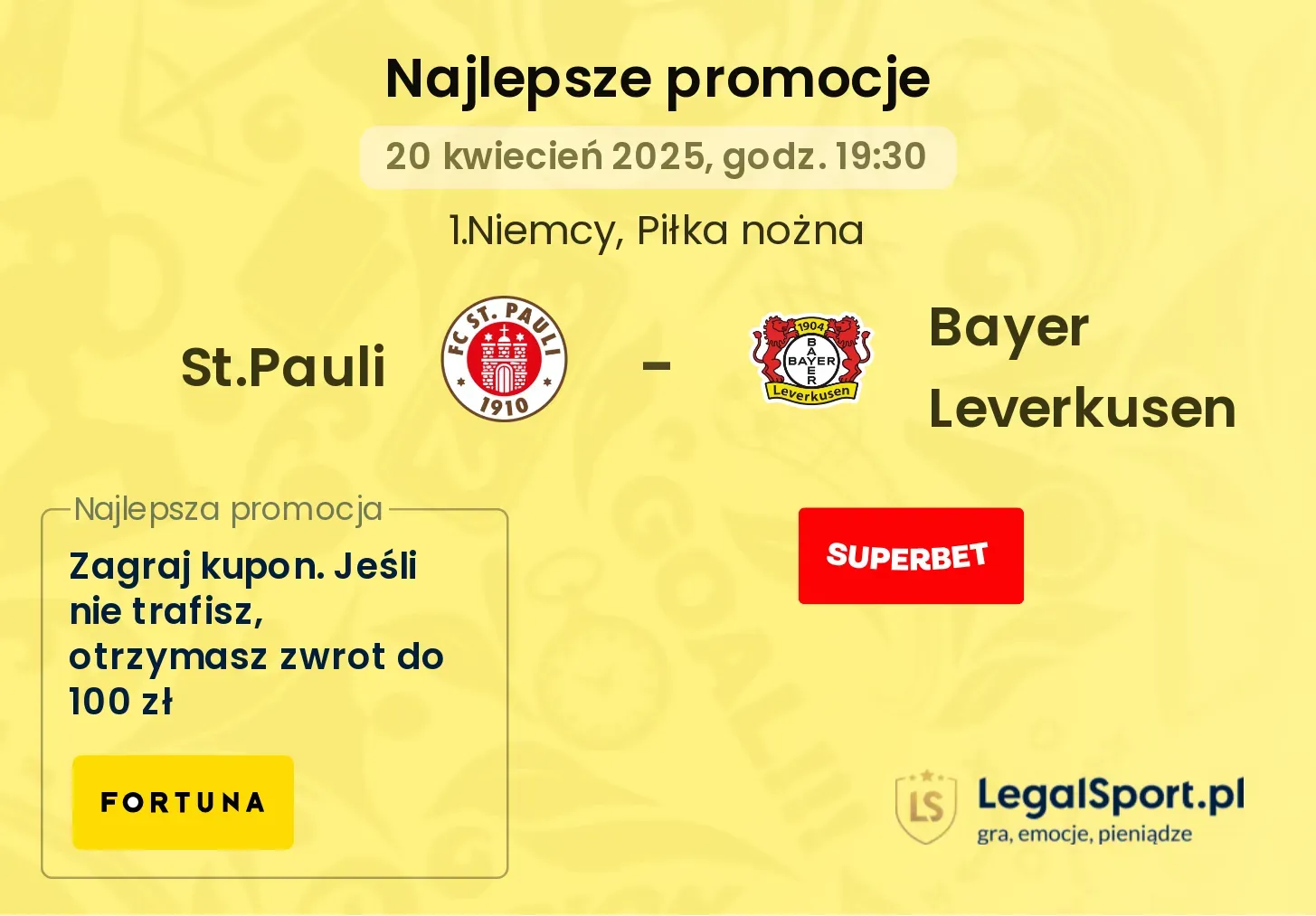 St.Pauli - Bayer Leverkusen promocje bukmacherskie