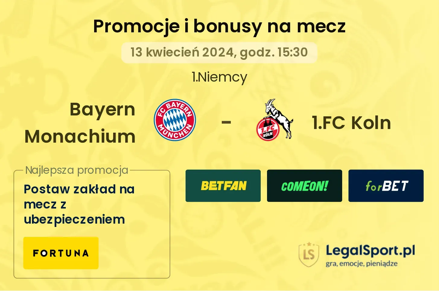 Bayern Monachium - 1.FC Koln promocje bonusy na mecz