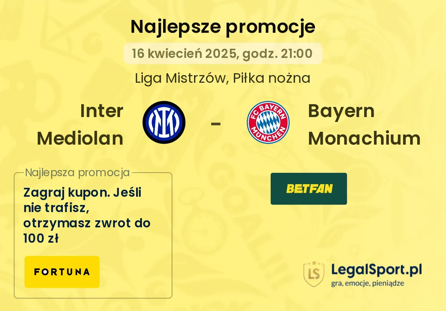 Inter Mediolan - Bayern Monachium promocje u bukmacherów