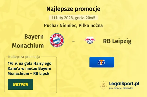 STS: 247 zł za wytypowanie zwycięzcy meczu Bayern Monachium – RB Lipsk