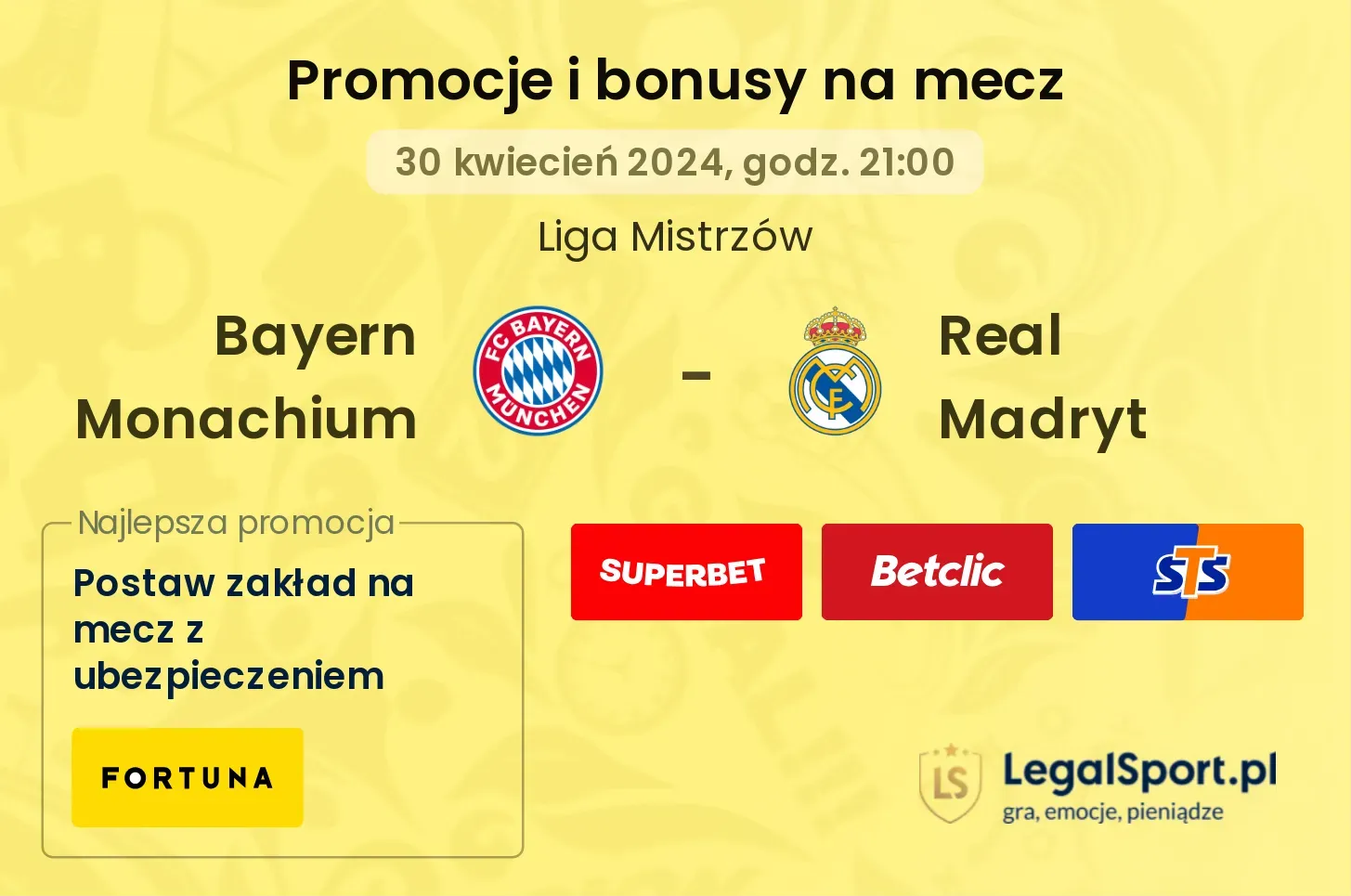 Bayern Monachium - Real Madryt bonusy i promocje (30.04, 21:00)
